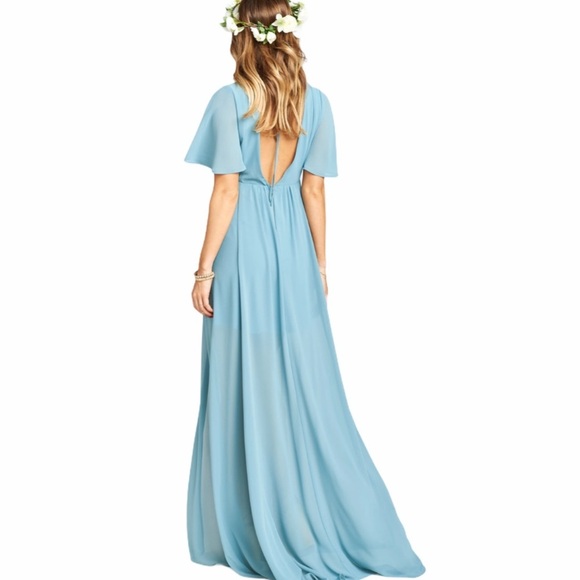 NEW Show Me Your MuMu Faye Flutter Maxi Dress Blue XS - Picture 4 of 17